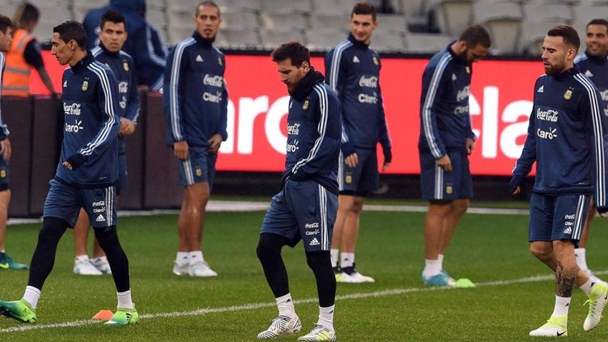 Messi, en el último entrenamiento con la selección argentina.