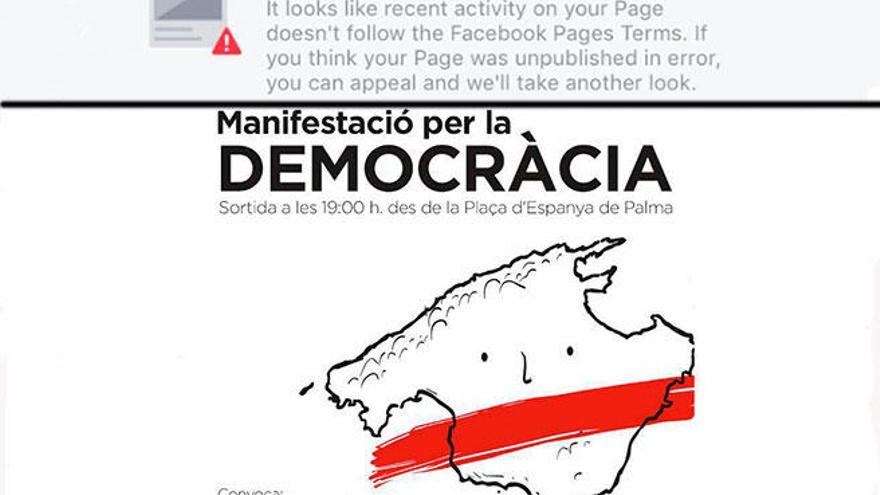 Facebook cierra la página de la manifestación a favor del referéndum en Palma