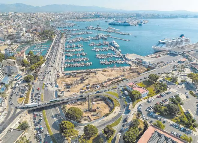 Las grúas toman la marina más exclusiva del Paseo Marítimo de Palma