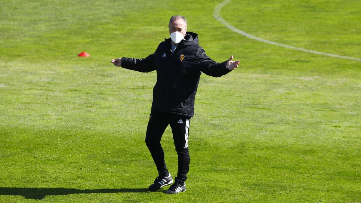 JIM, durante un entrenamiento del Real Zaragoza.