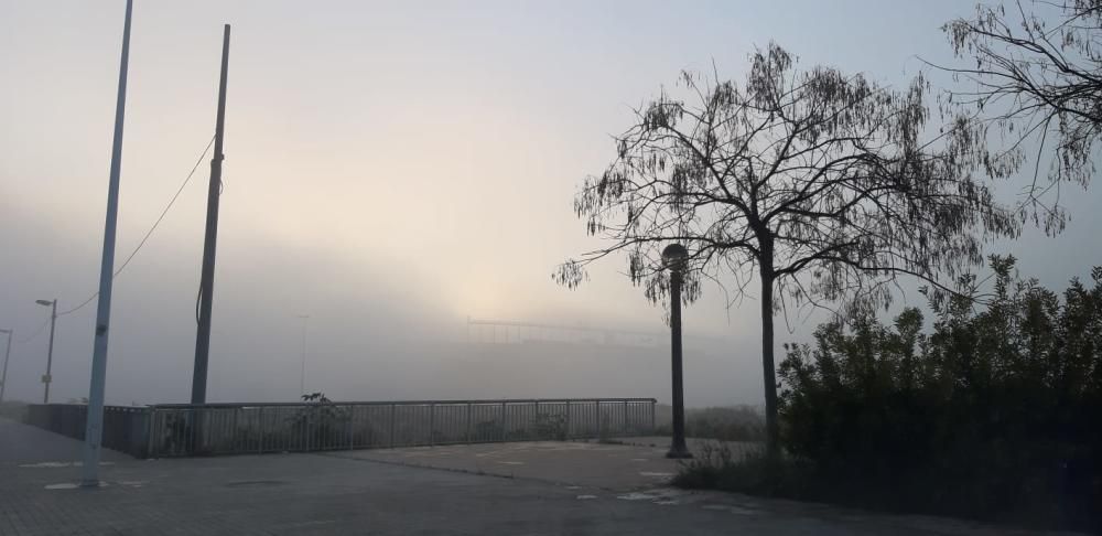 Elche también ha amanecido con una densa niebla