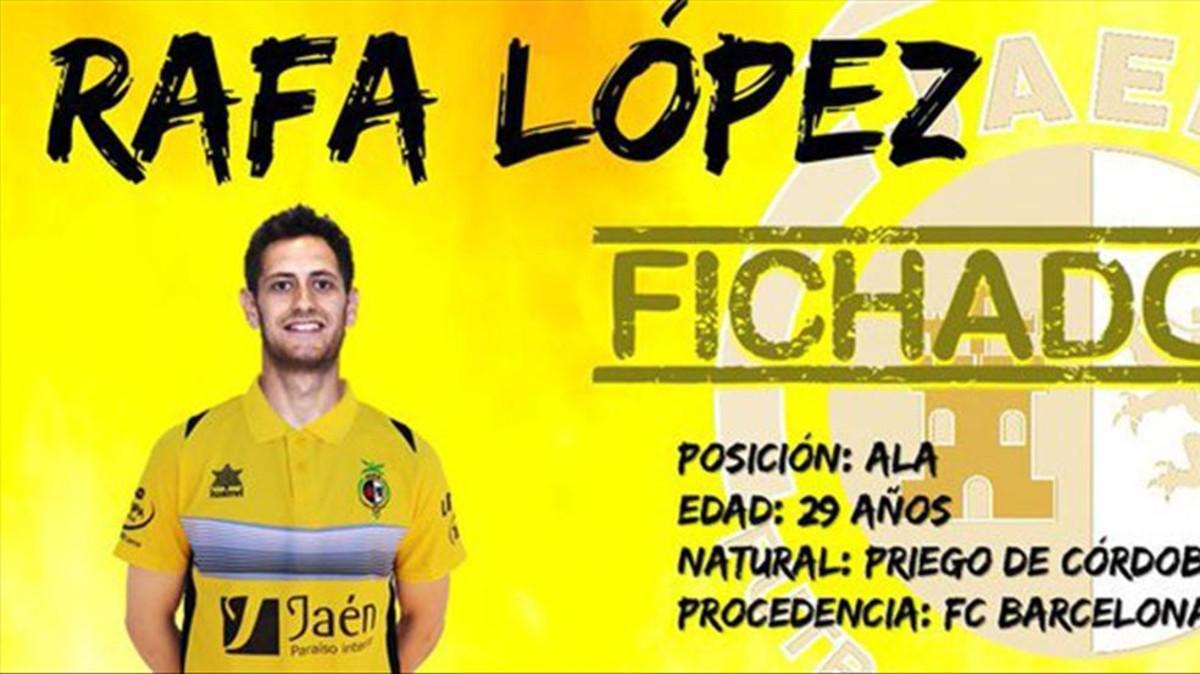 El Jaén Paraiso Interior ha anunciado el fichaje del azulgrana Rafa López