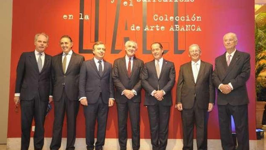 De izquierda a derecha, Ignacio Eyries, director general de Caser; Jacobo González Robatto, presidente de Nueva Pescanova; Francisco Botas, consejero delegado de Abanca; Evelio Acevedo, director gerente del Museo Thyssen; Juan Carlos Escotet Rodríguez, presidente de Abanca; José Luis López de Silanes, presidente de CLH, y Javier Etchverría, presidente de honor de Abanca.