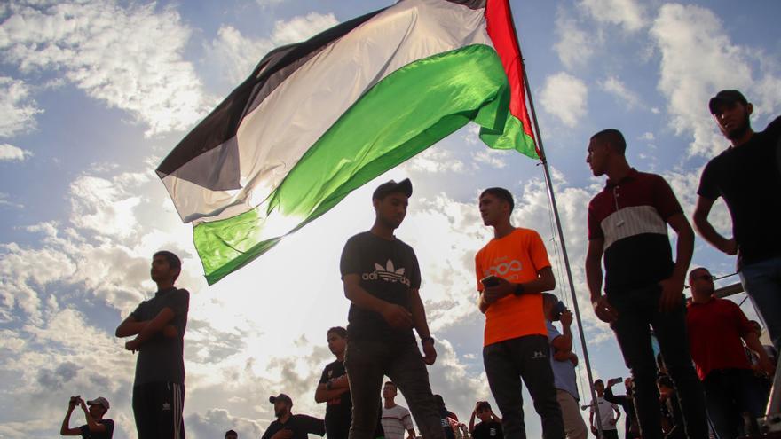 Manifestantes palestinos en la Franja de Gaza.