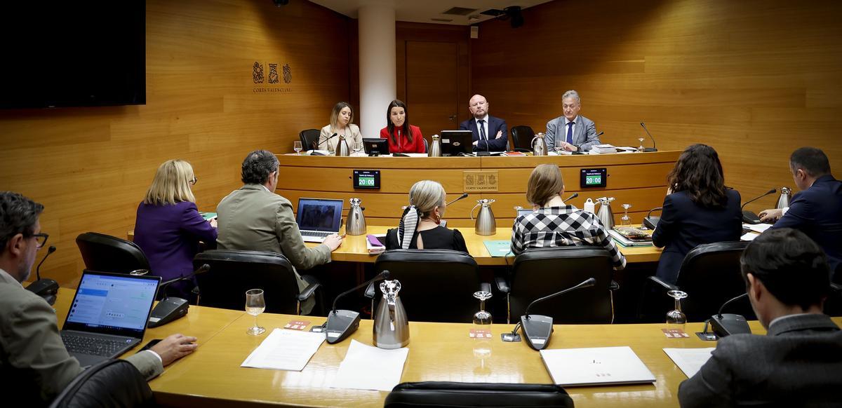 La consellera de Hacienda, Ruth Merino, comparece en las Corts para explicar los retrasos en las nóminas de la Generalitat.