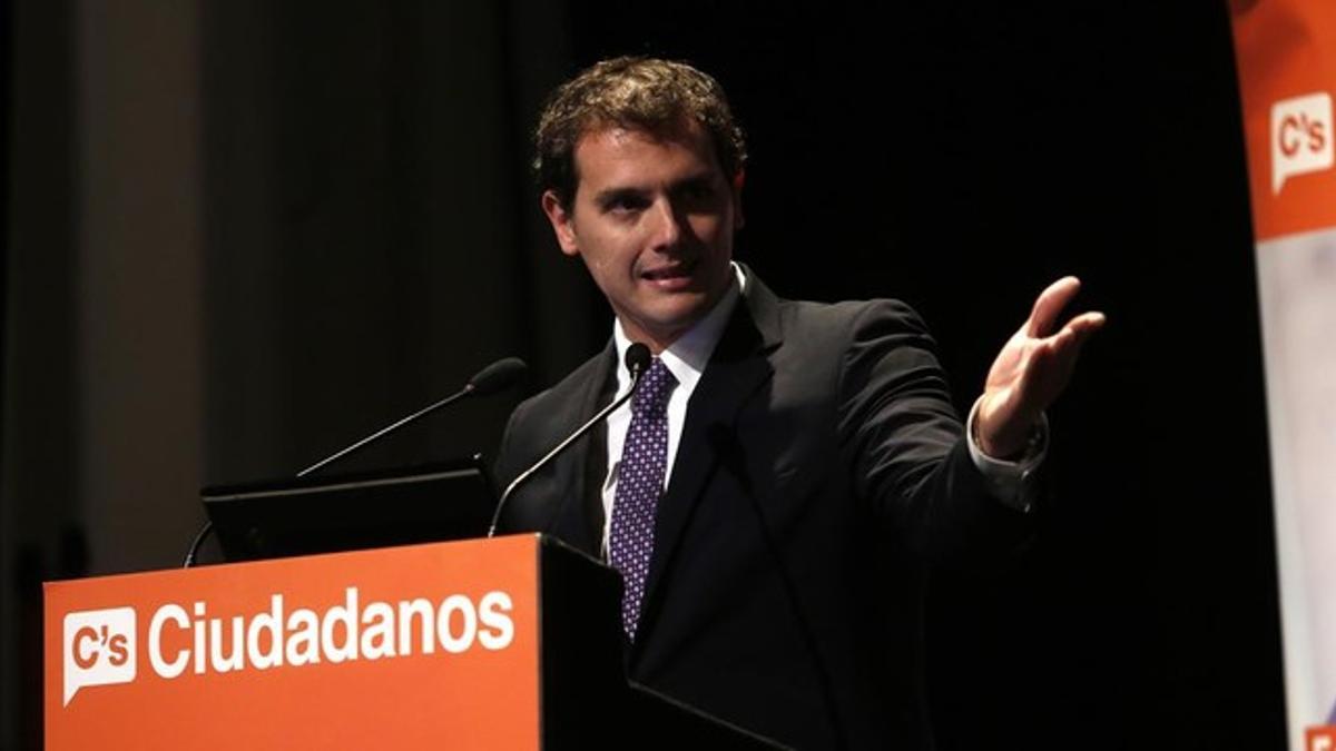 El presidente de Ciutadans, Albert Rivera, en la presentación de su programa económico y social en Madrid.