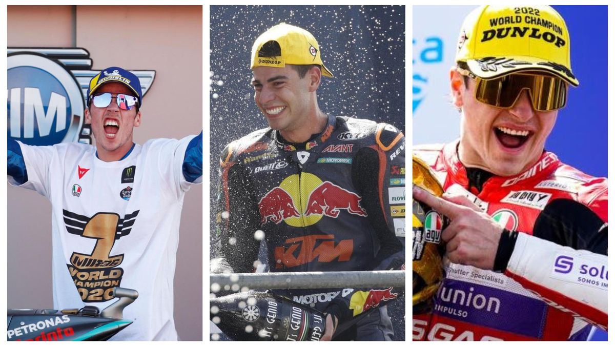 Joan Mir, campeón de MotoGP, Augusto en Moto2 e Izan en Moto3.