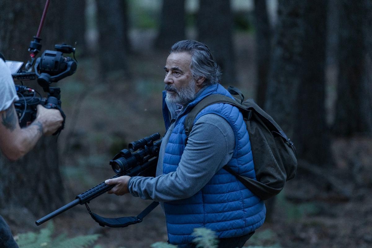 Una imagen del rodaje de la serie "Matar a un oso"