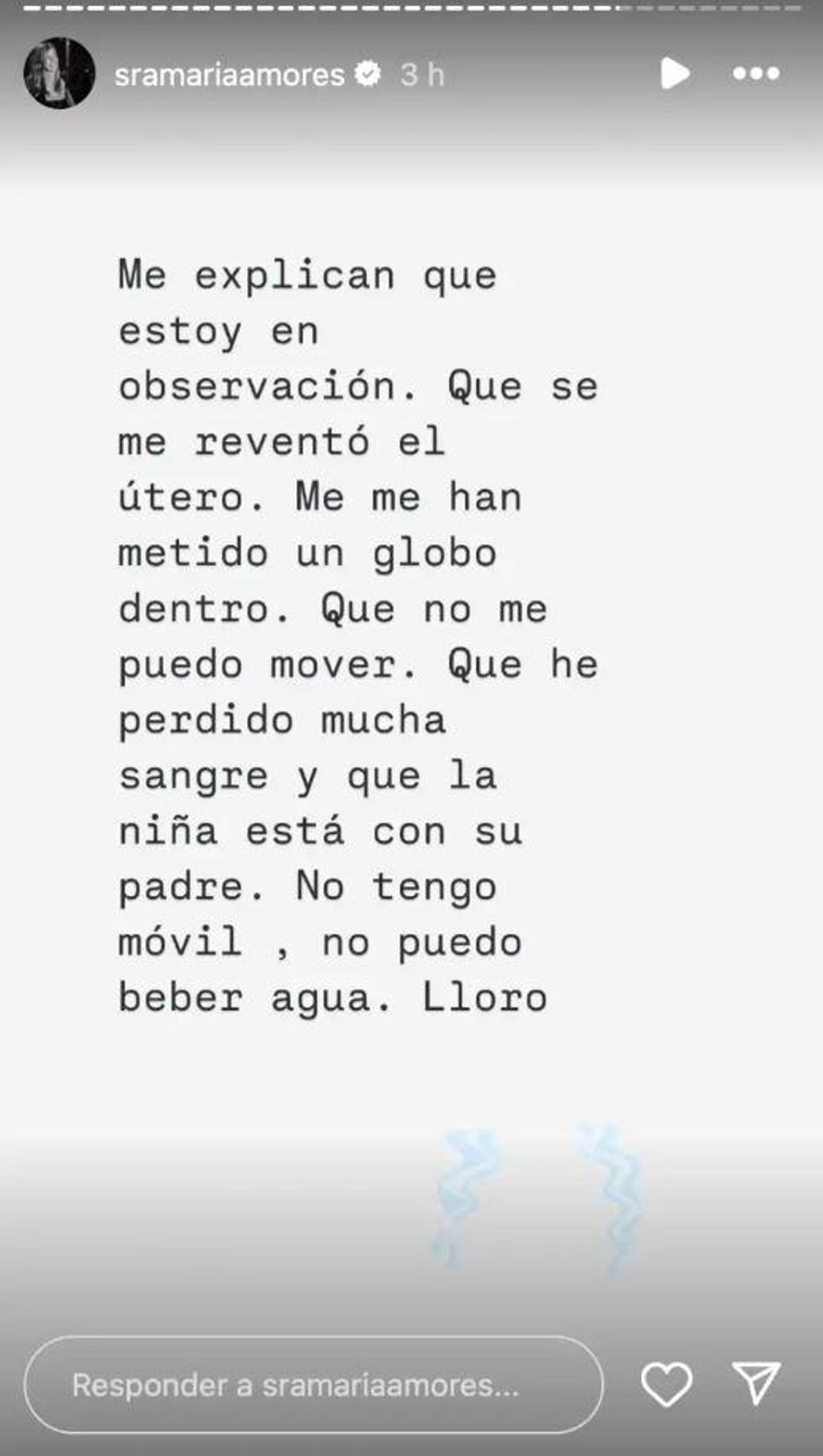 María Amores, mujer de Ion Aramendi, hace saltar las alarmas al revelar que ha estado a punto de morir por el embarazo: "Estoy en observación, se me reventó el útero"