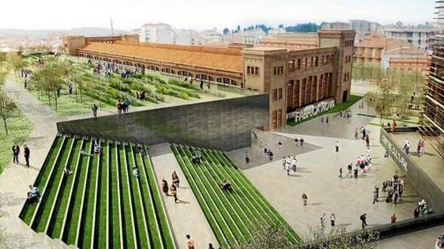 Imatge virtual de com seria el parc urbà de la Fàbrica Nova de Manresa