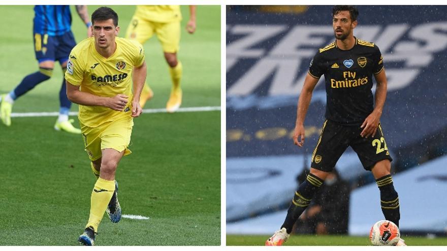 Gerard Moreno (i), delantero del Villarreal, y Pablo Marí (d), defensa del Arsenal, se verán las cara este jueves.