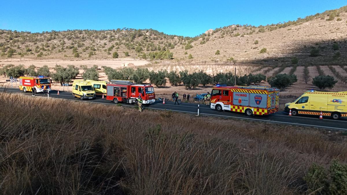Los efectivos de emergencias trabajan en la zona del accidente.