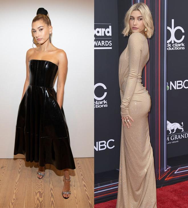 Hailey Baldwin posando en dos eventos de gala