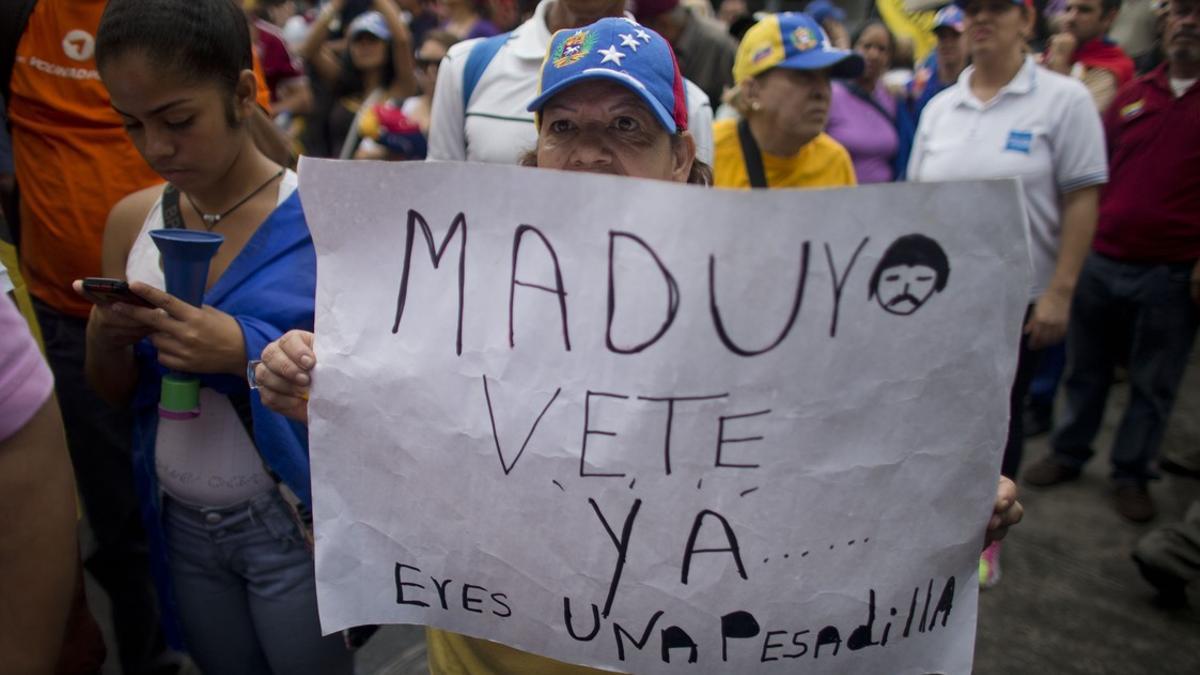 Protesta contra el Gobierno de Maduro, el sábado en Caracas.