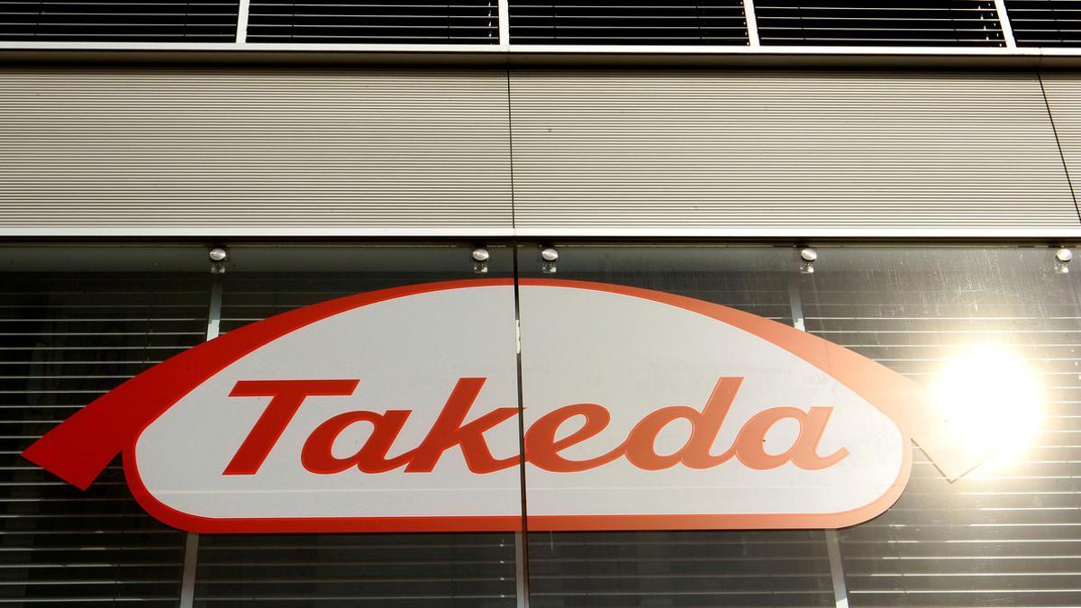 FILE PHOTO: The logo of Japanese Takeda Pharmaceutical Co is seen at an office building in Glattbrugg near Zurich