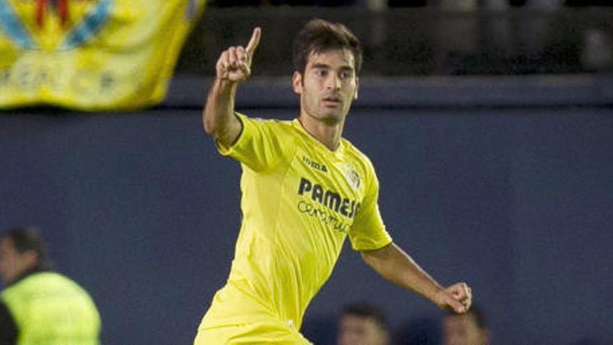 Manu Trigueros celebra su último gol con el Villarreal.