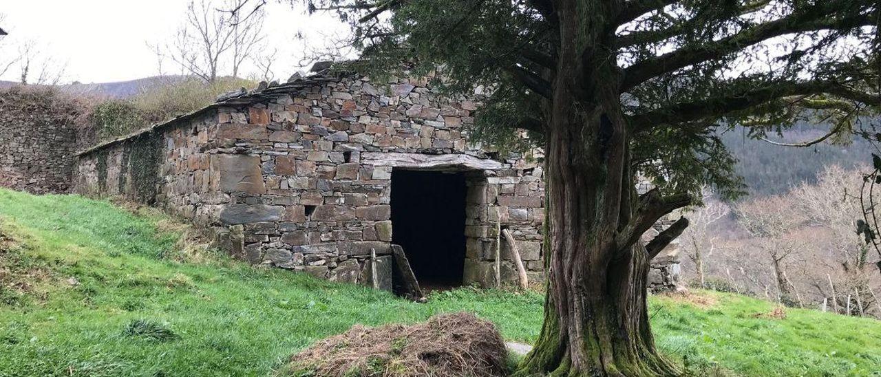 Una de las construcciones de una aldea a la venta en Asturias.