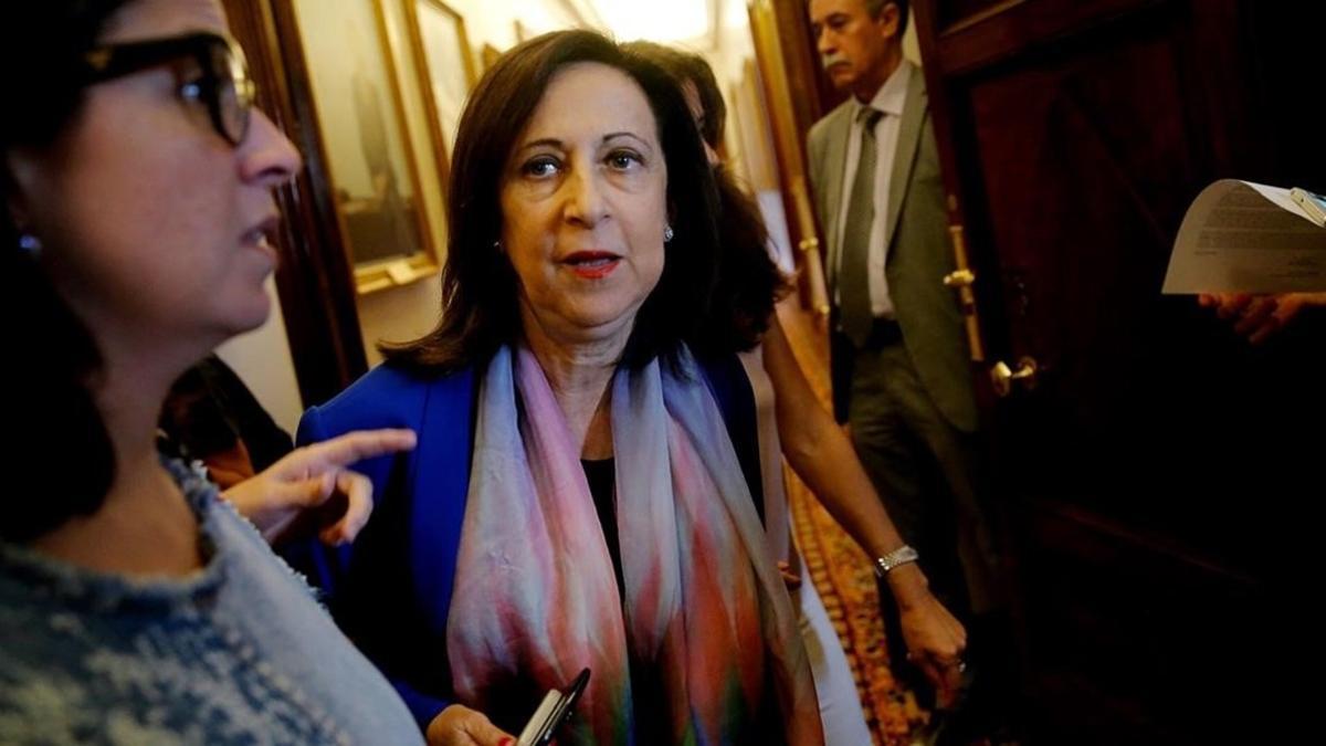 La portavoz del PSOE en el Congreso, Margarita Robles, a su salida de la Junta de Portavoces el pasado 3 de octubre.