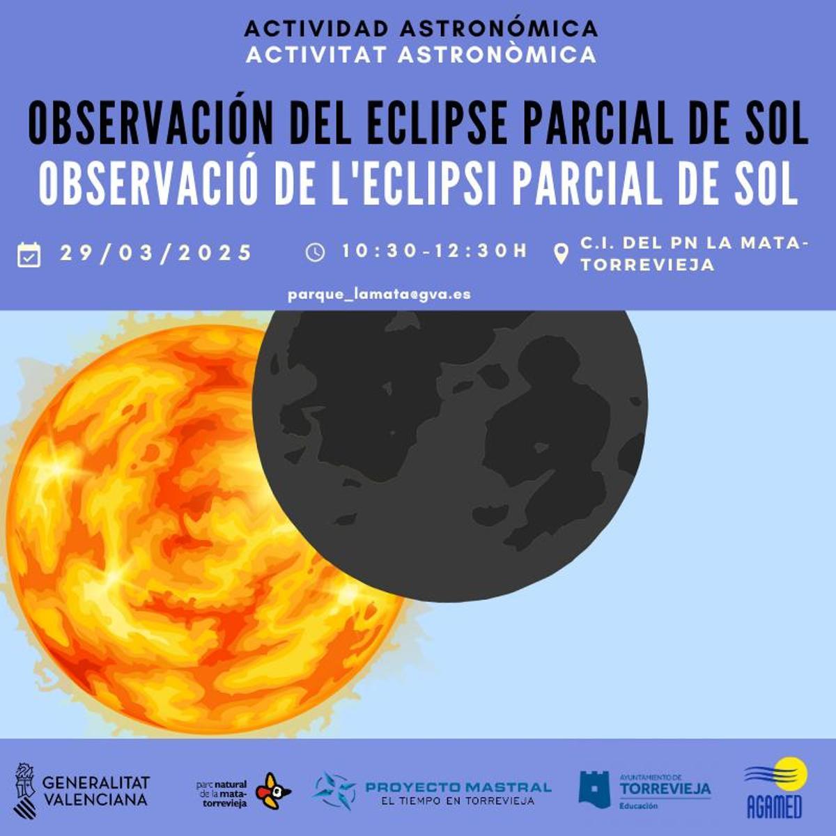 Cartel del evento de observación del eclipse parcial