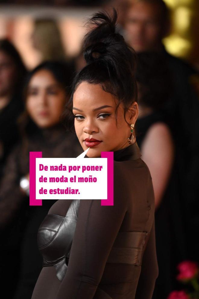 Rihanna pone de moda el moño de estudiar en los Premios Oscar 2023