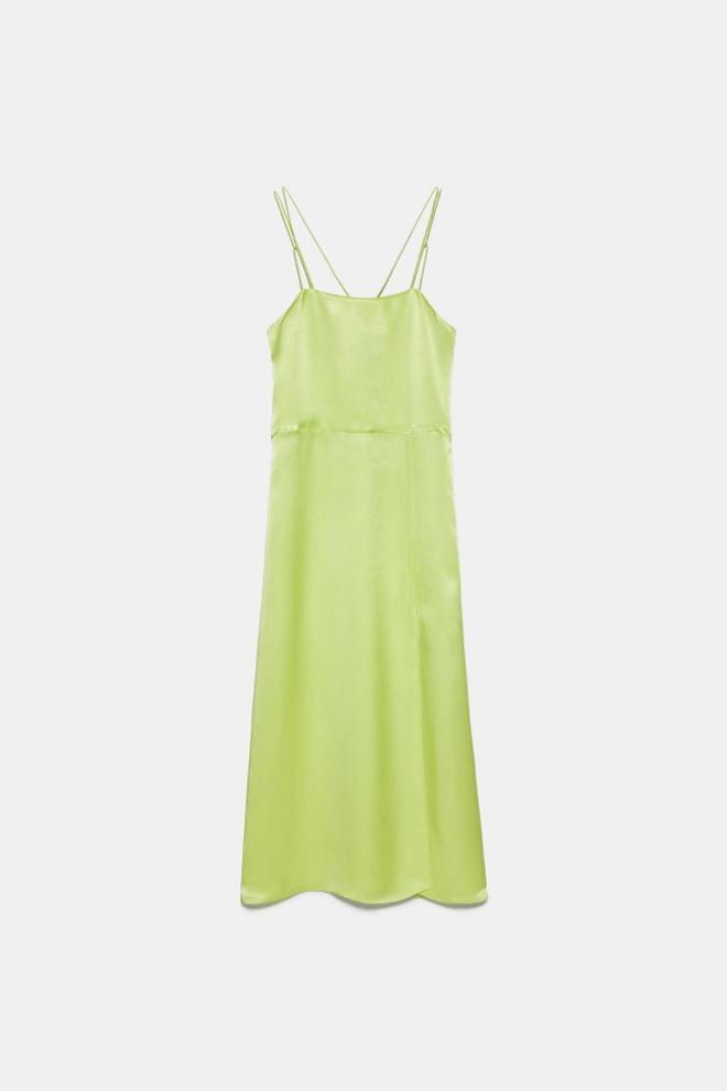 Vestido verde satinado