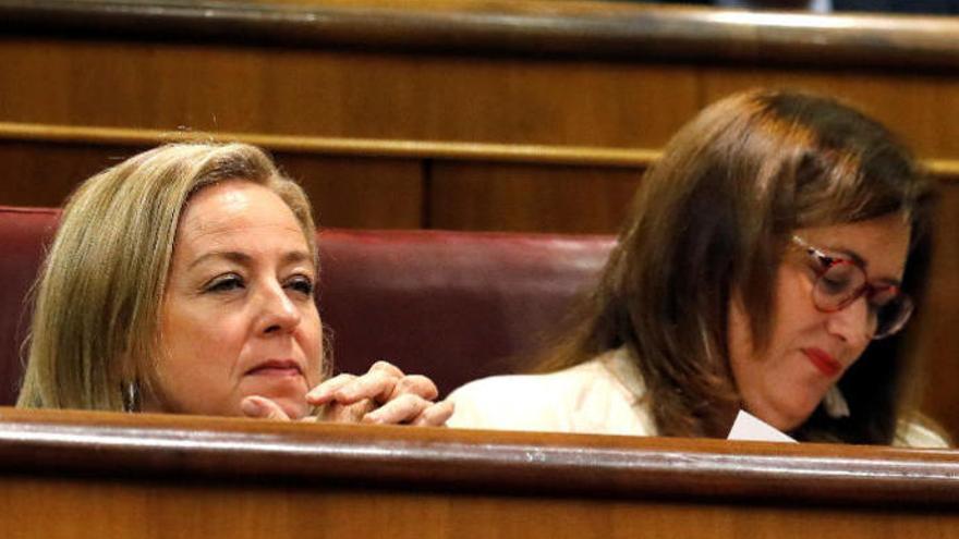 Ana Oramas y Guadalupe González Taño, en el Congreso, durante la sesión de investidura.