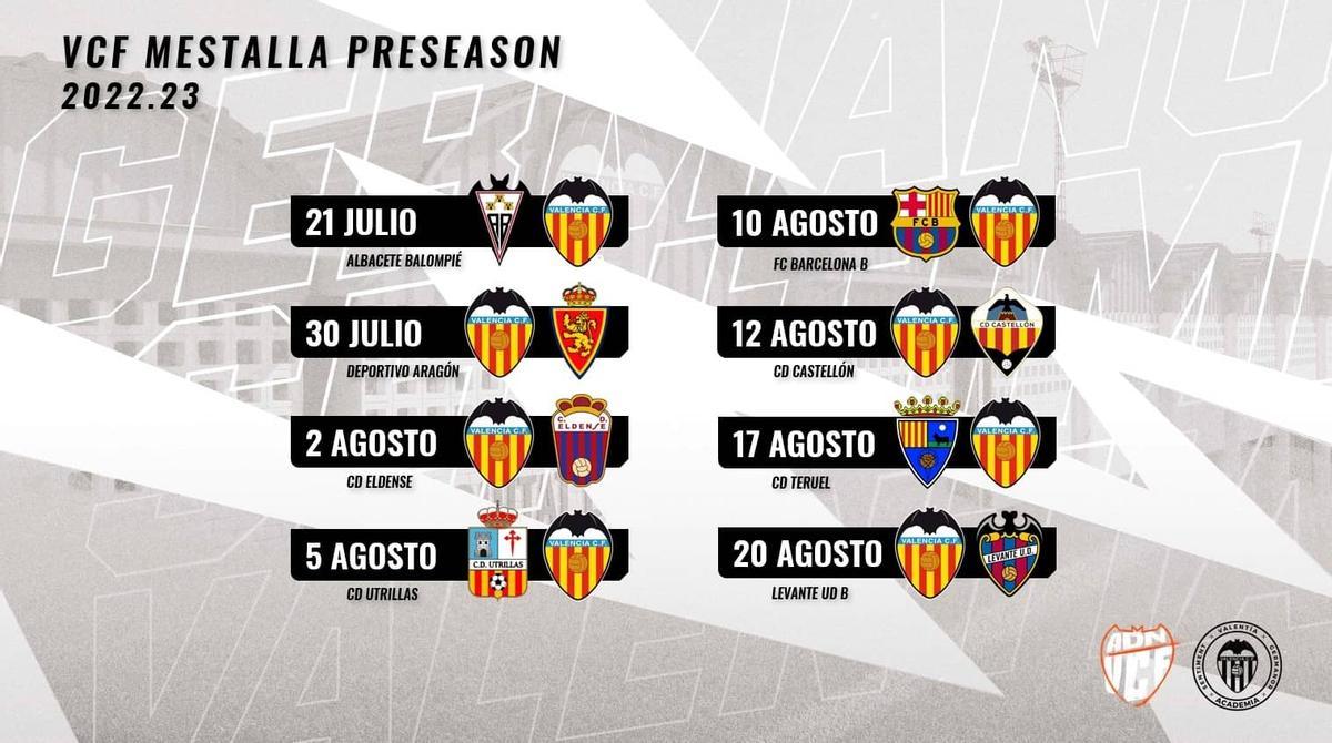 Partidos de pretemporada del Valencia CF Mestalla.