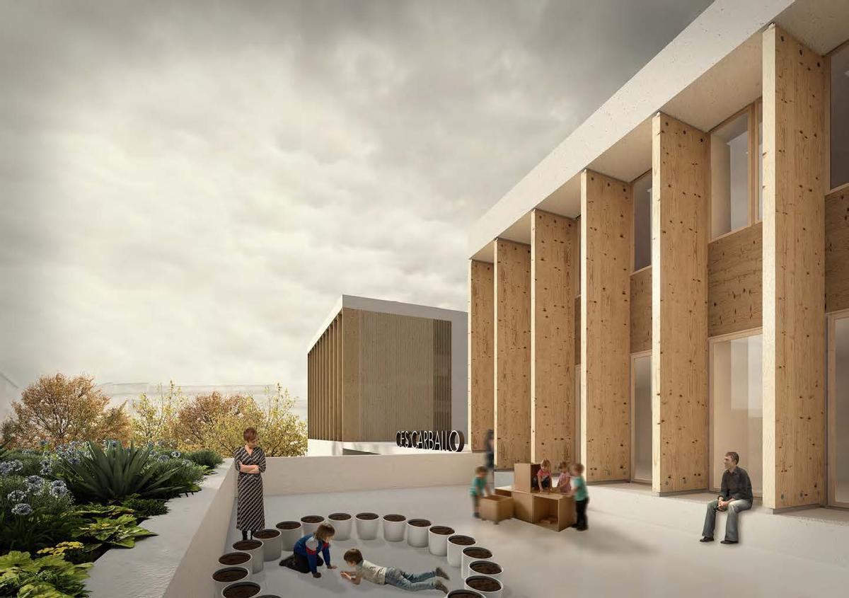 Imaxe virtual do futuro centro de entidades sociais de Carballo.