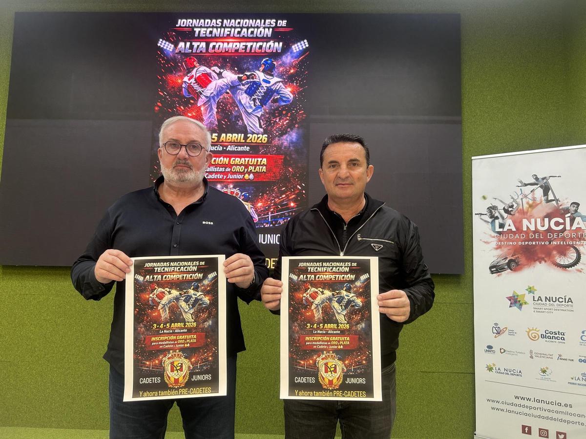 Jesús Castellanos, presidente de la Real Federación Española de Taekwondo, y Bernabé Cano, alcalde de La Nucía