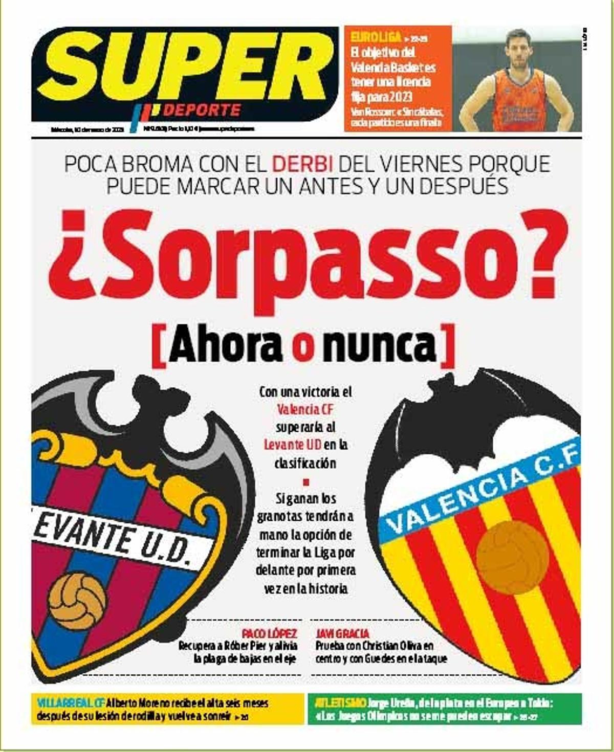 La portada de SUPER del miércoles