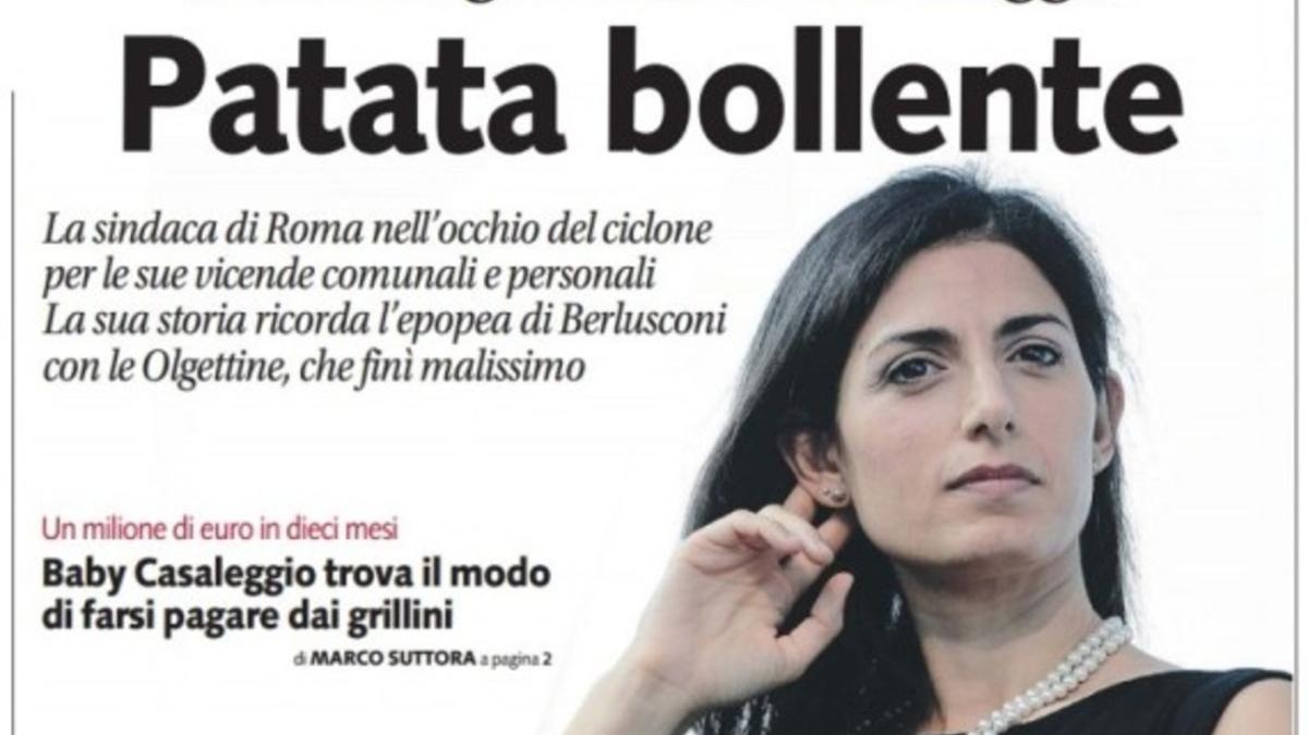 Imagen de la portada del diario italiano Libero en el que llama a la alcaldesa de Roma &quot;Patata Caliente&quot;.