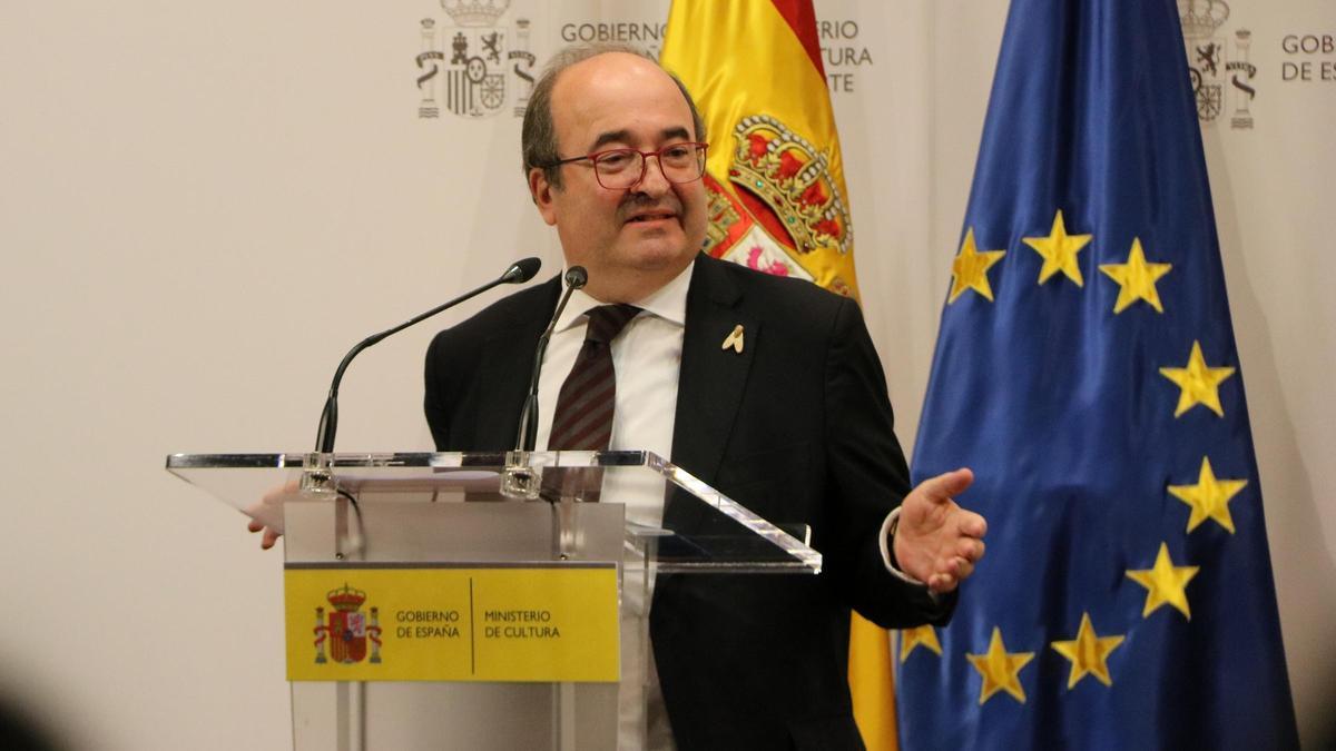 El ministre de cultura sortint, Miquel Iceta, aquest dimarts a Madrid