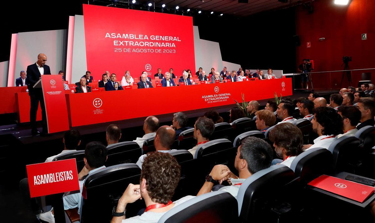 Imagen de la asamblea extraordinaria de la Federación Española de Fútbol.
