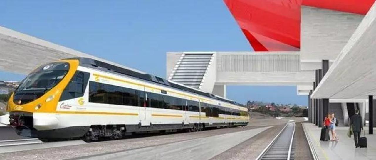 Infografía de uno de los proyectos de ferrocarril de Canarias