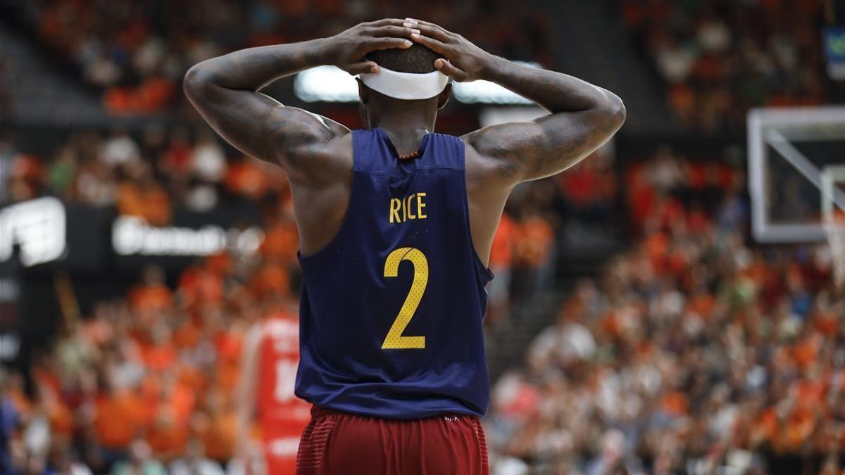 Rice, en un partido del Barça contra el Valencia en la Fonteta.