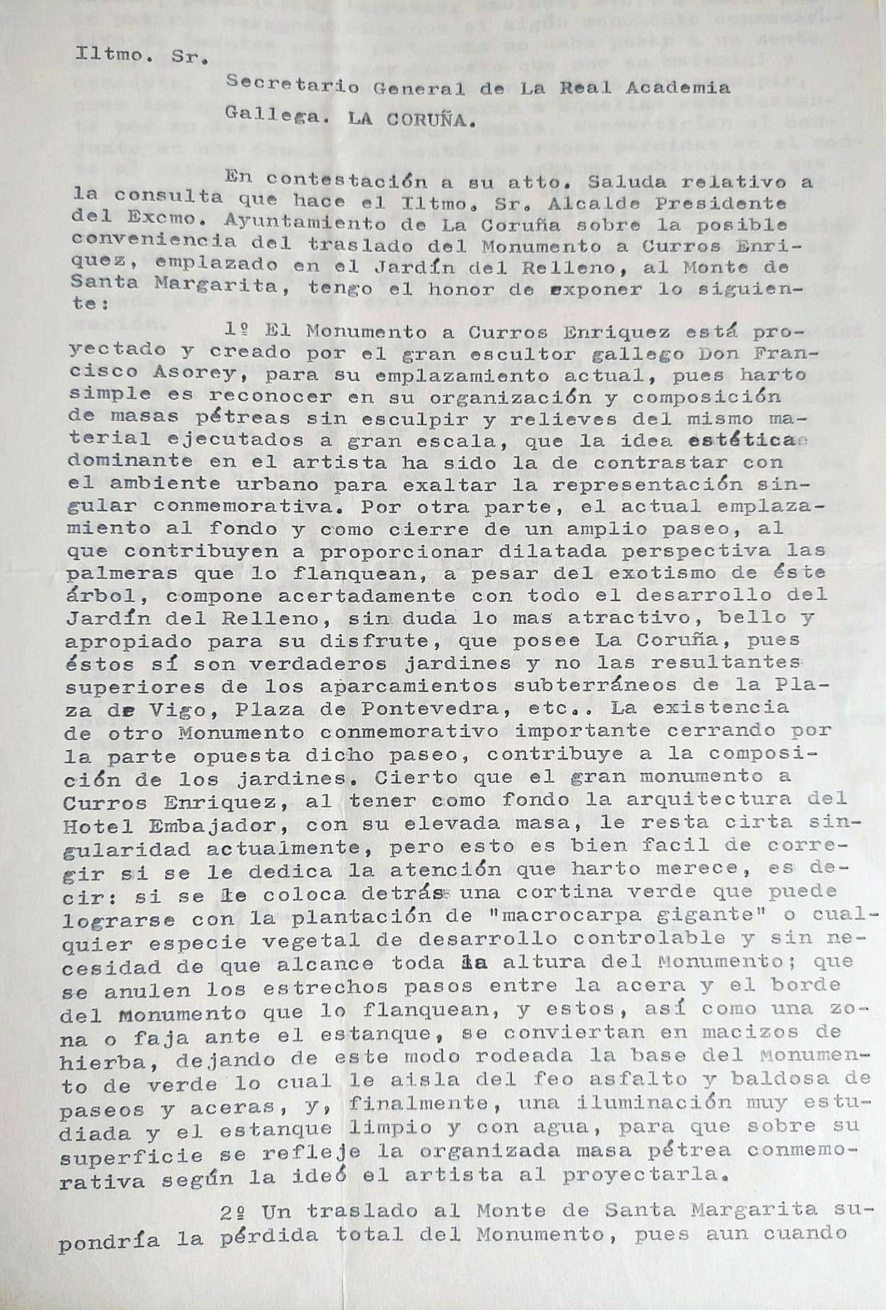 Ditame no que o académico Chamoso Lamas rexeita contundentemente o traslado da estatua de Curros. (l) L. O.