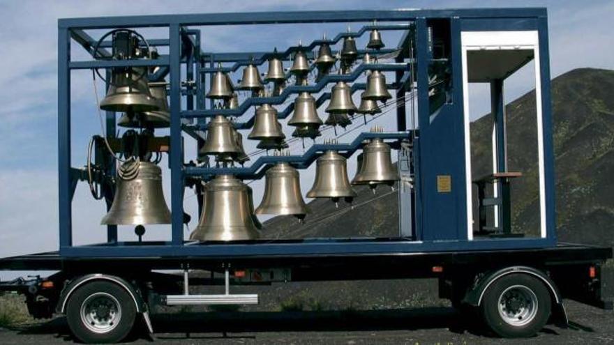 El carillón gigante de cuatro toneladas con 53 campanas que recorrerá las calles de Elche el próximo 30 de octubre.