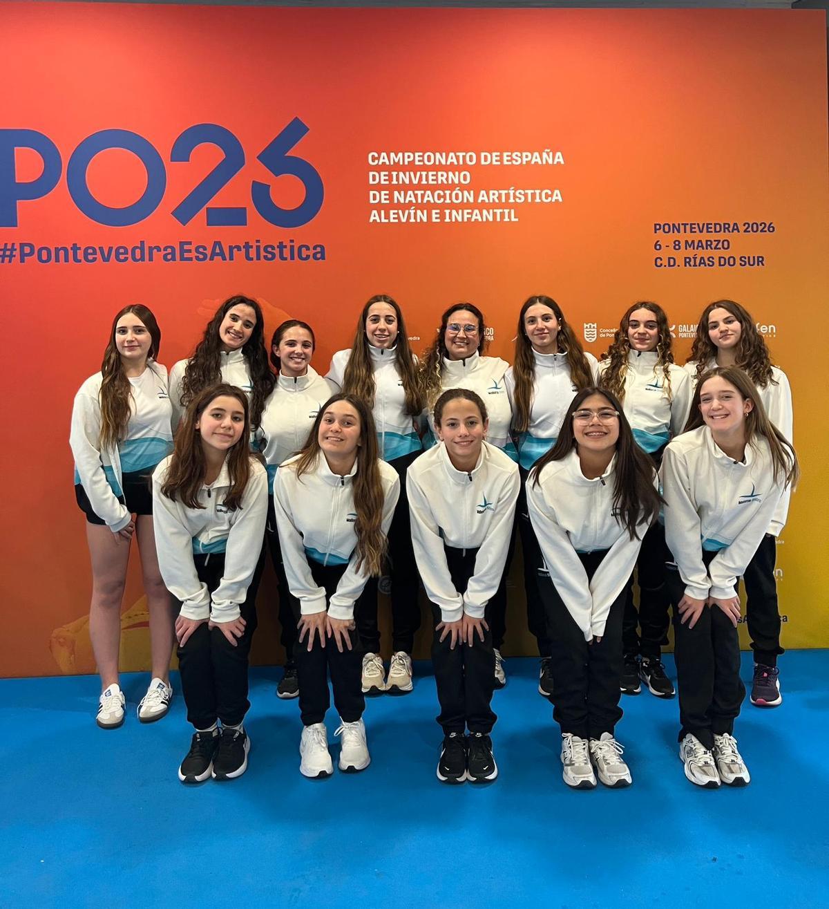 Las nadadoras del CN Mallorca Sincro, en el Campeonato de España disputado en Pontevedra.