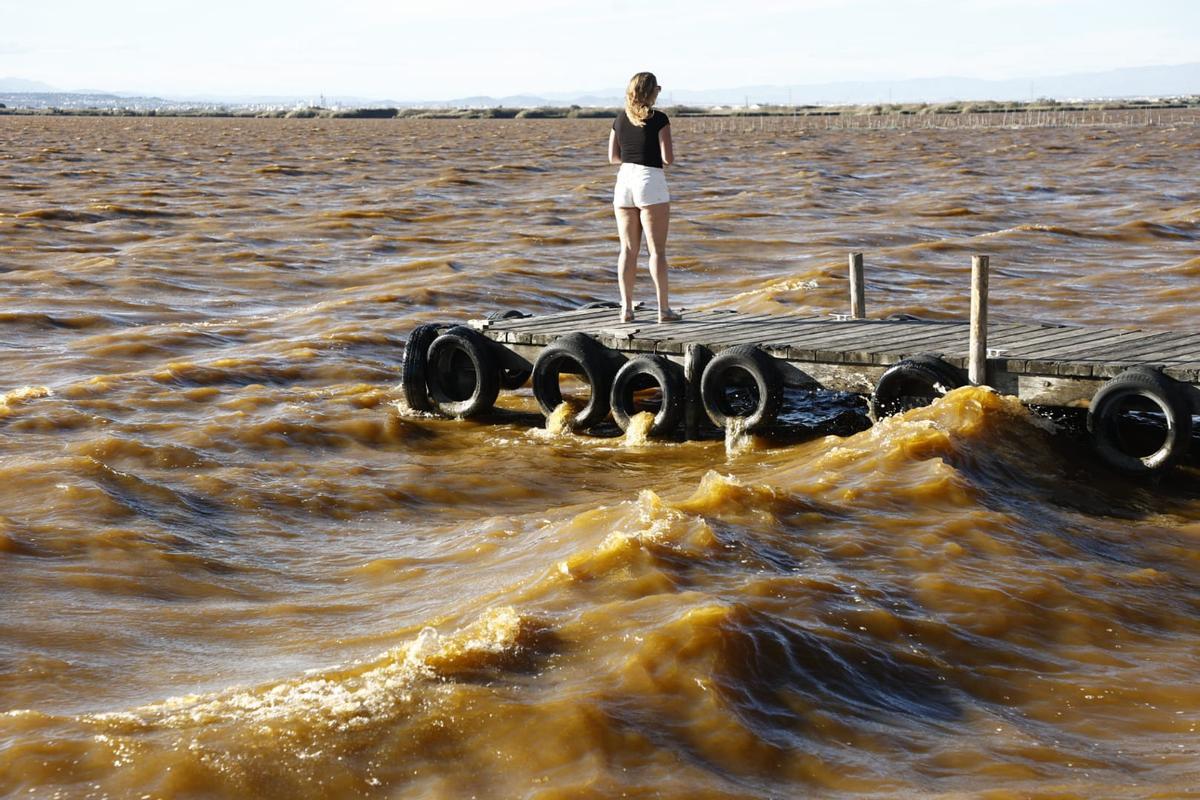 El agua de la Albufera se tiñe de rojo