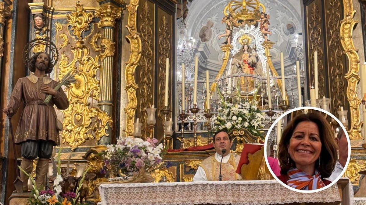 Imagen de la eucaristía en honor a San Isidro celebrada pocas horas antes de que robaran las joyas a la Virgen de los Remedios de Fregenal de la Sierra (Badajoz).