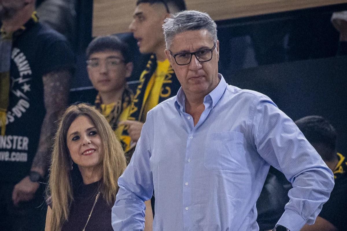 García Albiol, desencajado tras la derrota del Joventut en Atenas que dejaba a Badalona sin su equipo en la Final Four
