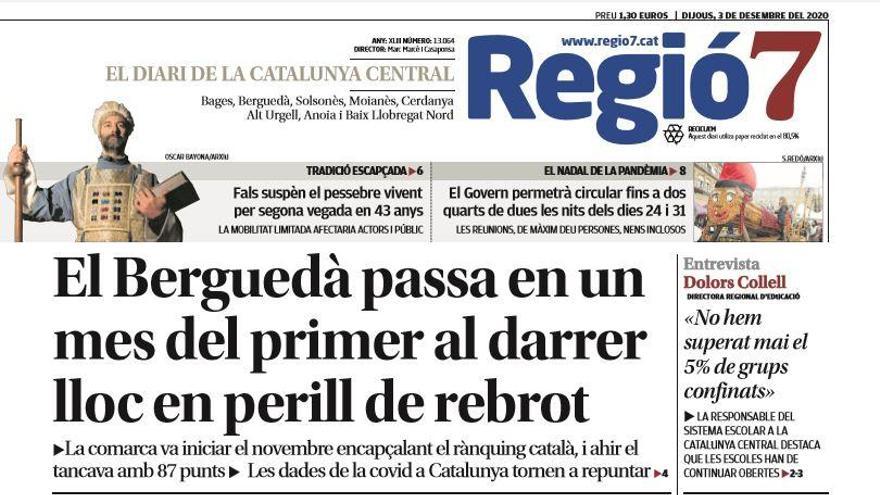 La portada de Regió7 d&#039;avui, 3 de desembre