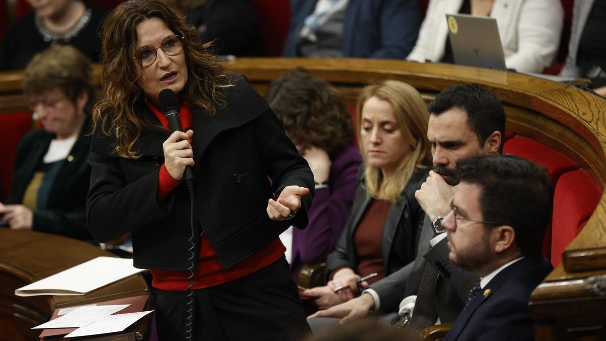 La vicepresidenta Laura Vilagrà este miércoles en el Parlament.