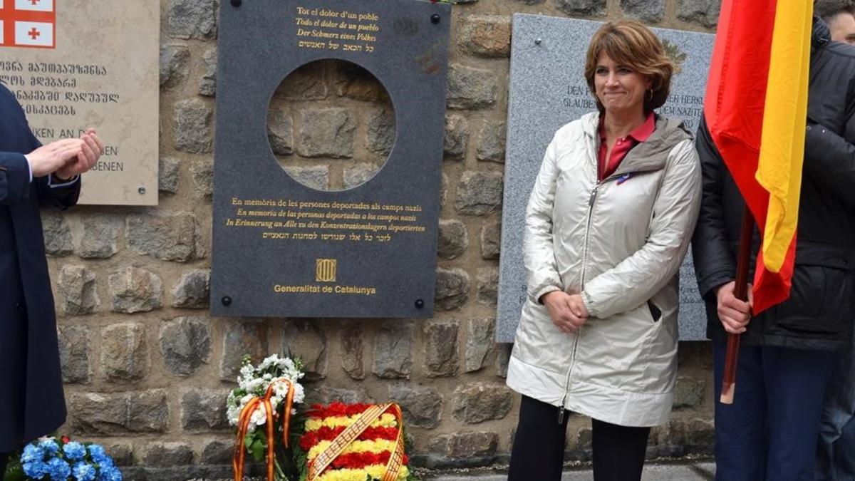 Dolores Delgaado en Mauthausen, este domingo.