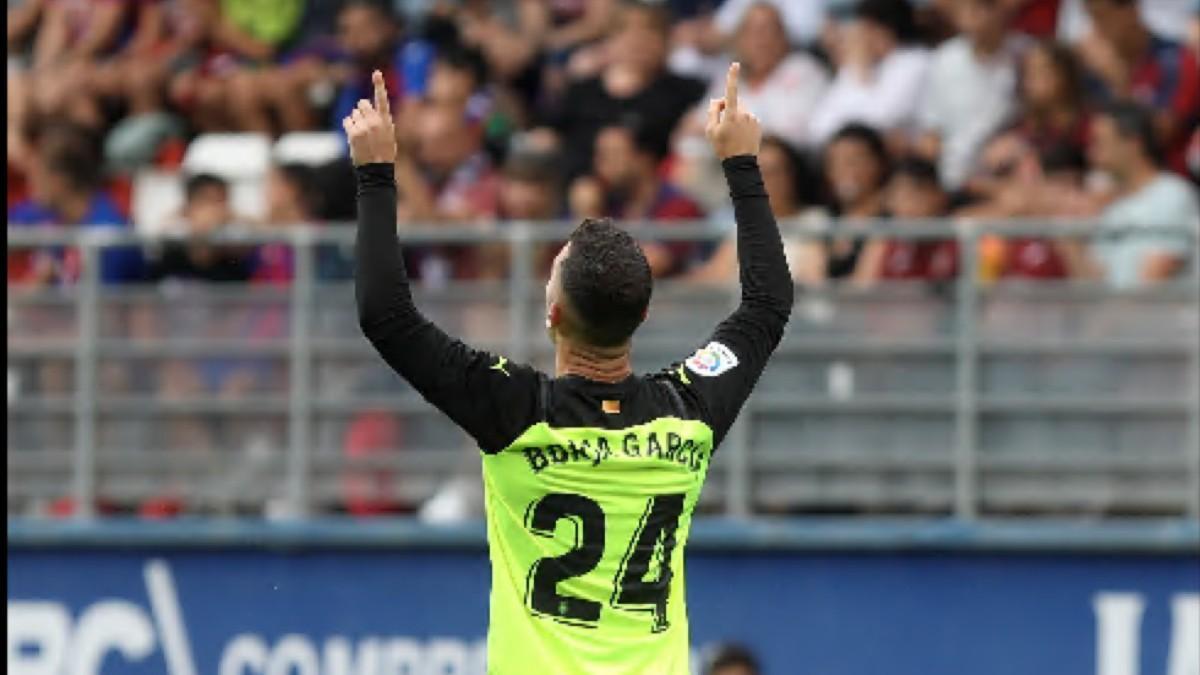 Borja García celebra el gol al Eibar, que fue el 0-1 a los 49 segundos de iniciarse el encuentro.