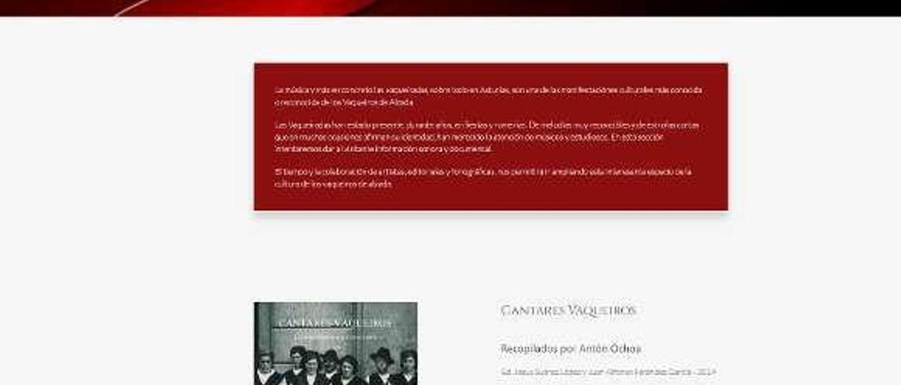Captura de la recién estrenada página web del Consejo de Cultura Vaqueira.