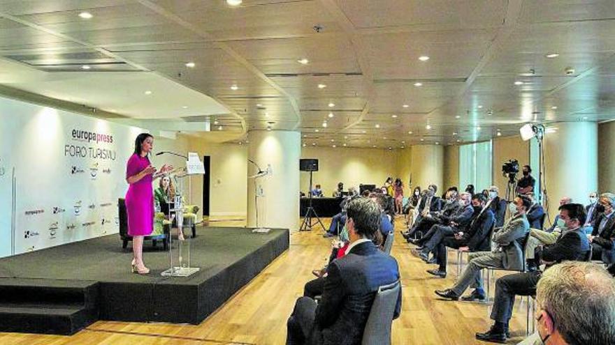 La consejera Yaiza Castilla, ayer durante su intervención en el Foro Turismo organizado por Europa Press en la capital de España.