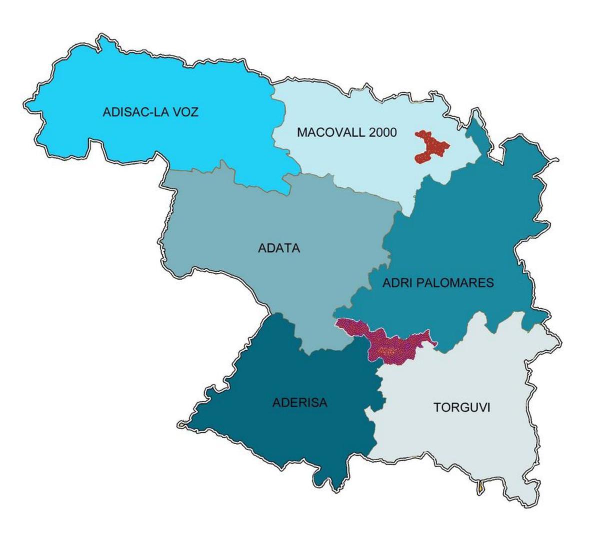Ámbito geográfico de los seis grupos de acción local de Zamora.