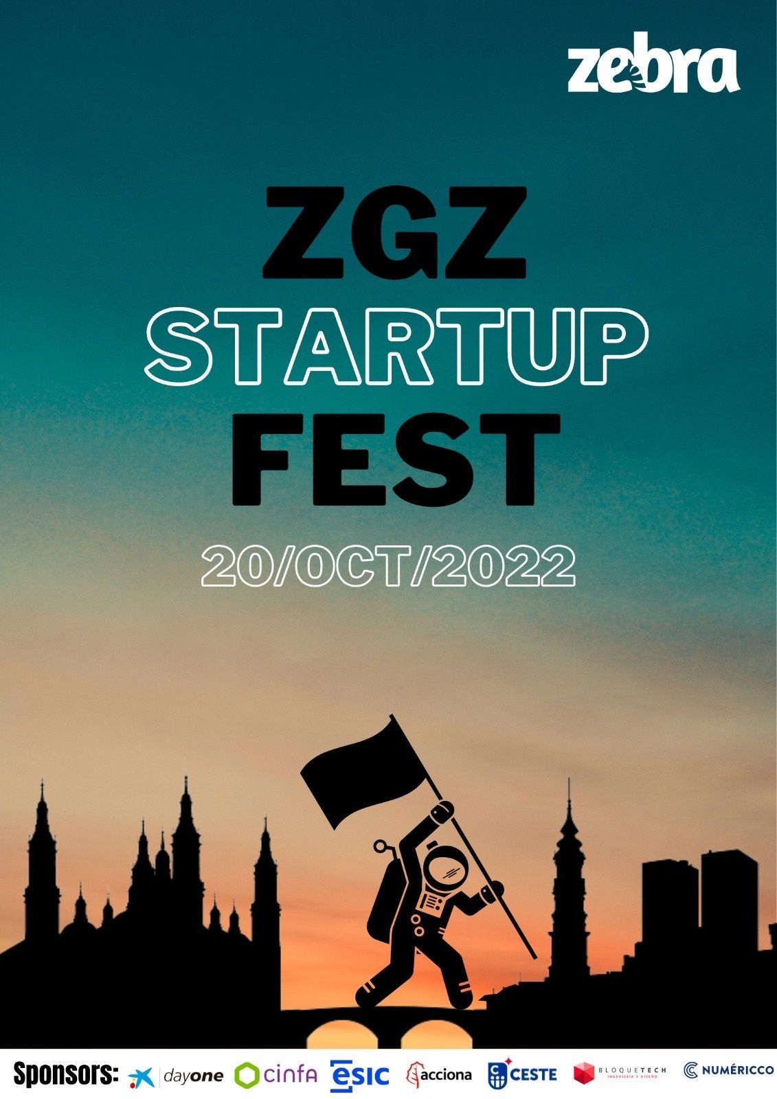 Cartel de la primera edición del Zaragoza Startup Festival, impulsado por Zebra.