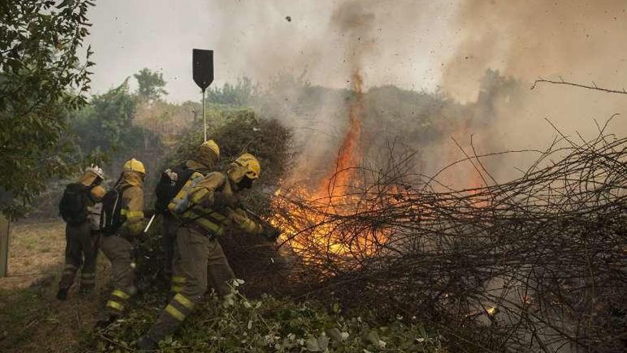 Brigadistas, en la extinción de un incendio forestal. // Brais Lorenzo